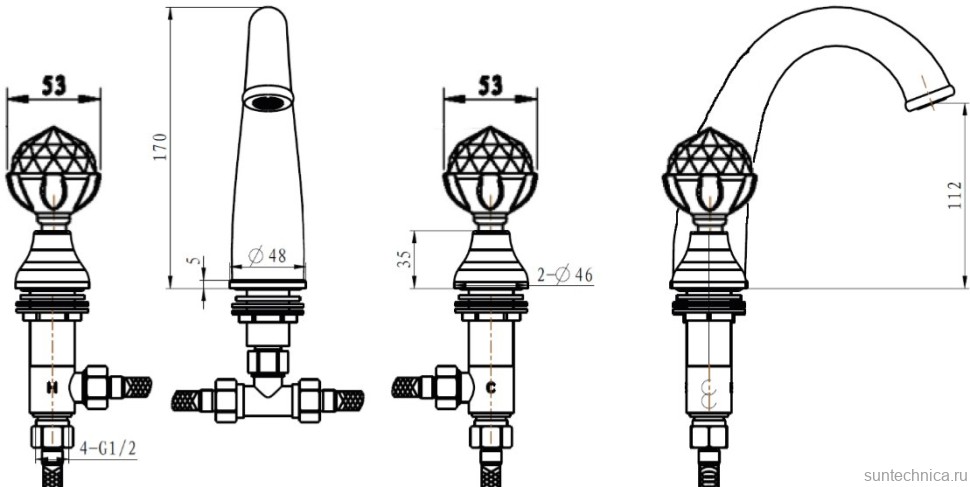 Смеситель для раковины Boheme Imperiale Presente 337