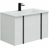 Тумба с раковиной Allen Brau Reality 80 подвесная, белый матовый, раковина Fantasy Flat 82x47, без перелива, белая