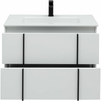 Тумба с раковиной Allen Brau Reality 80 подвесная, белый матовый, раковина Fantasy Flat 82x47, без перелива, белая