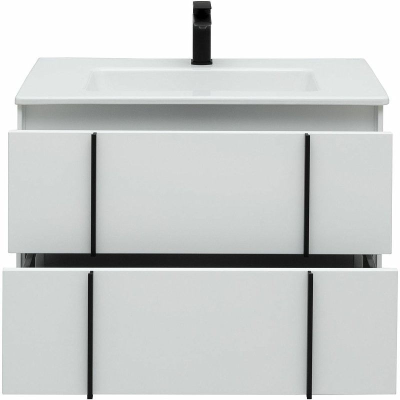 Тумба с раковиной Allen Brau Reality 80 подвесная, белый матовый, раковина Fantasy Flat 82x47, без перелива, белая