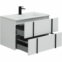 Тумба с раковиной Allen Brau Reality 80 подвесная, белый матовый, раковина Fantasy Flat 82x47, без перелива, белая