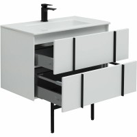 Тумба с раковиной Allen Brau Reality 80 подвесная, белый матовый, раковина Fantasy Flat 82x47, без перелива, белая