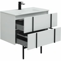 Тумба с раковиной Allen Brau Reality 80 подвесная, белый матовый, раковина Fantasy Flat 82x47, без перелива, белая
