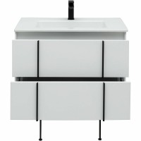 Тумба с раковиной Allen Brau Reality 80 подвесная, белый матовый, раковина Fantasy Flat 82x47, без перелива, белая