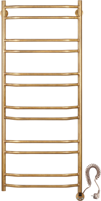 Полотенцесушитель электрический Secado Агата 4 125x55 см, подключение справа, бронза, лесенка, латунь