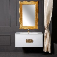 Тумба с раковиной Armadi Art NeoArt 100 white с ручками Ajur золото