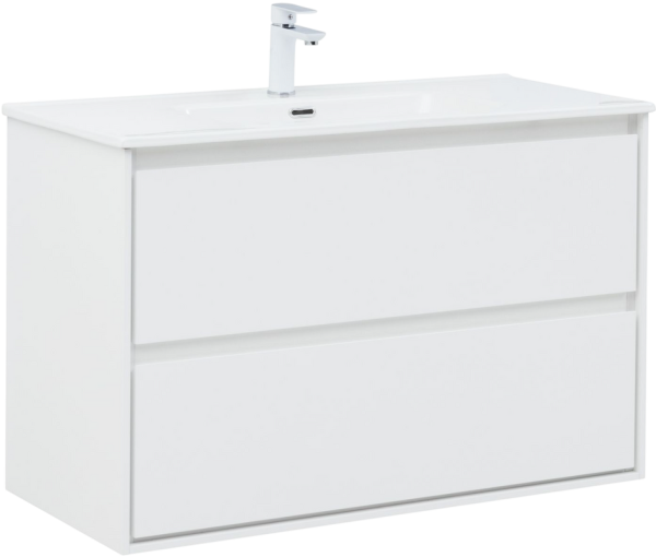 Тумба с раковиной Aquanet Милан 100 подвесная, белая глянцевая