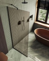 Душевая перегородка Maybahglass MGD-1353-6у 99 см, профиль черный, стекло бронза