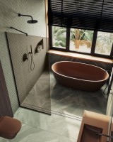 Душевая перегородка Maybahglass MGD-1353-6у 99 см, профиль черный, стекло бронза