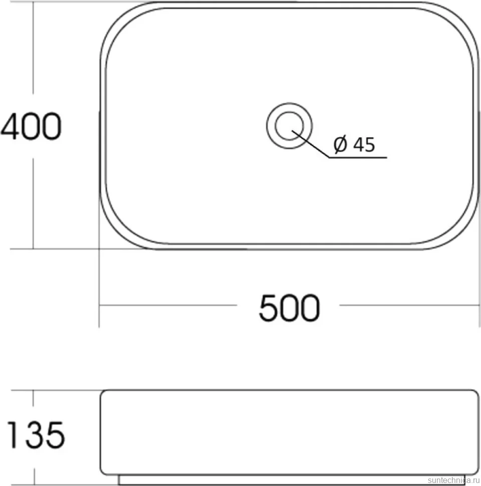 Тумба с раковиной Orange Line 100 подвесная, 2 ящика, матовый графит с раковиной B05-500W
