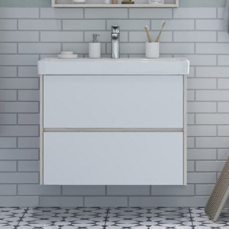 Тумба под раковину AQUATON Сканди 80 белая, дуб верона