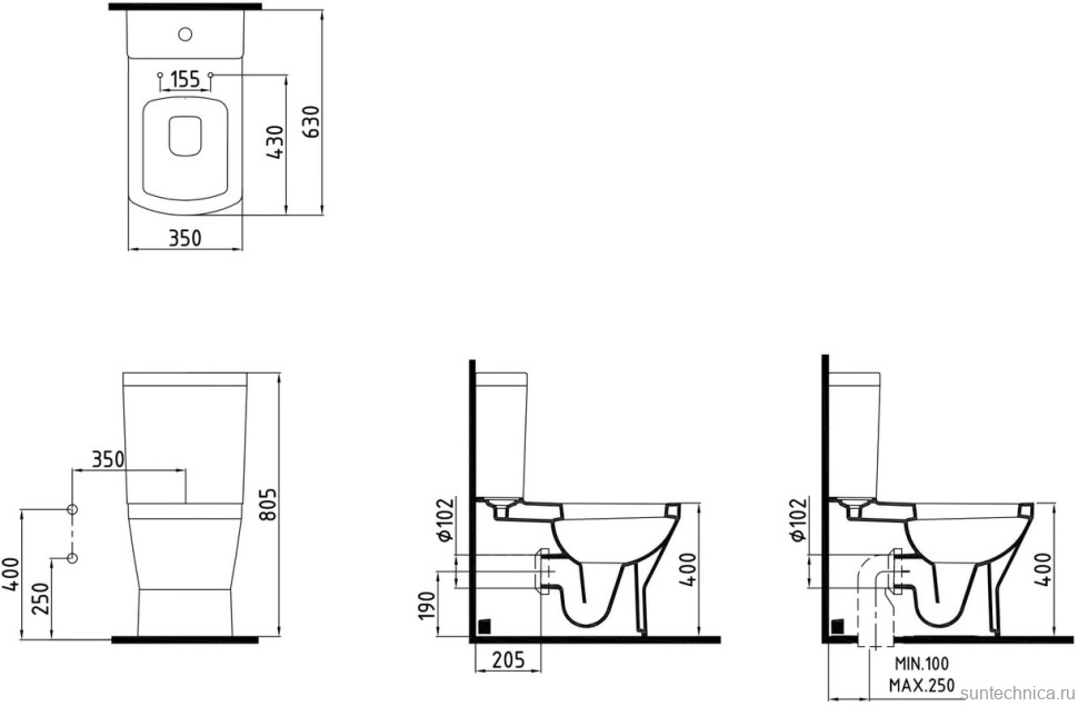 Унитаз-компакт напольный Bien Neptun NPKD06301VE0W5SZ0 с функцией биде,  встроенным смесителем