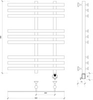Полотенцесушитель электрический Secado Понтида 3, R 80x50 см, подключение справа, матовый черный, лесенка