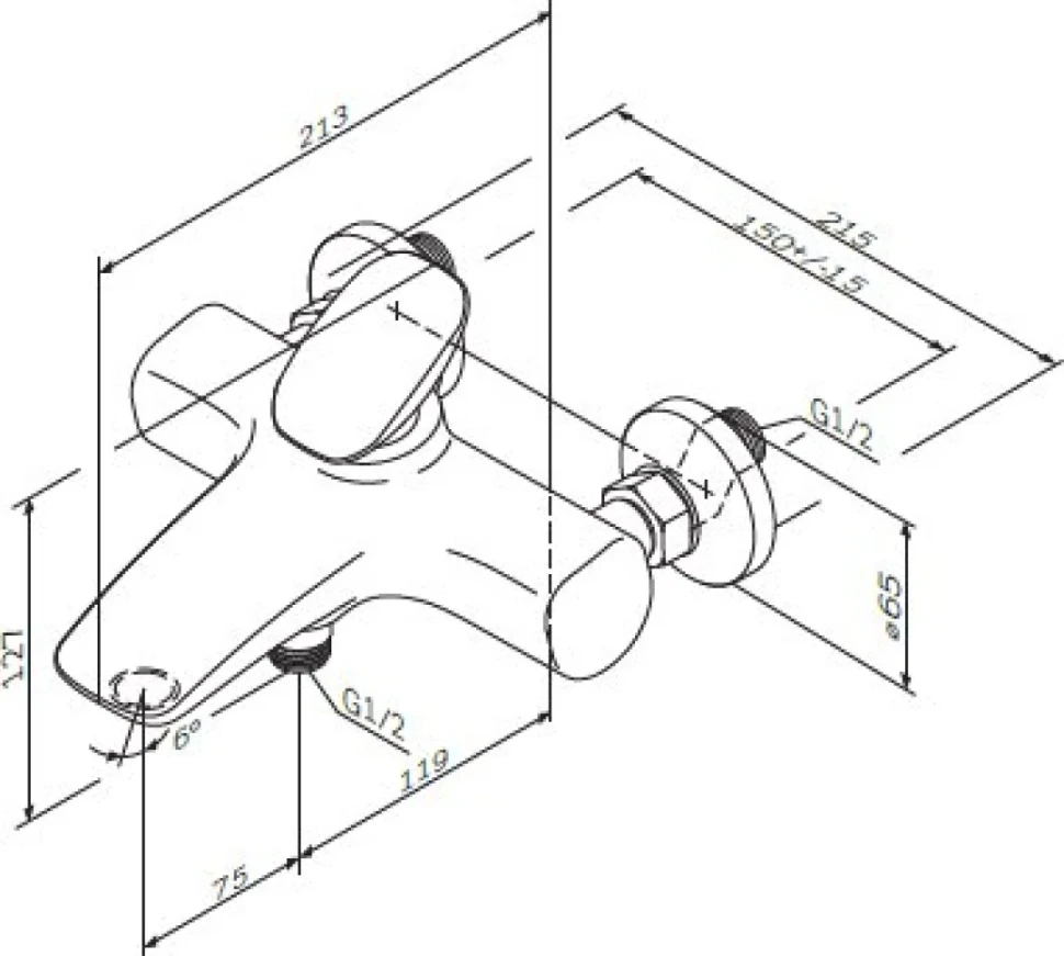 Смеситель для ванны с душем AM.PM Spirit V2.0 F70A10000