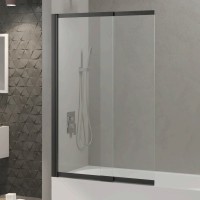 Шторка на ванну Berges River S Slider 065015 98 см, профиль черный матовый, стекло прозрачное