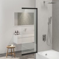 Шторка на ванну Berges River S Slider 065015 98 см, профиль черный матовый, стекло прозрачное