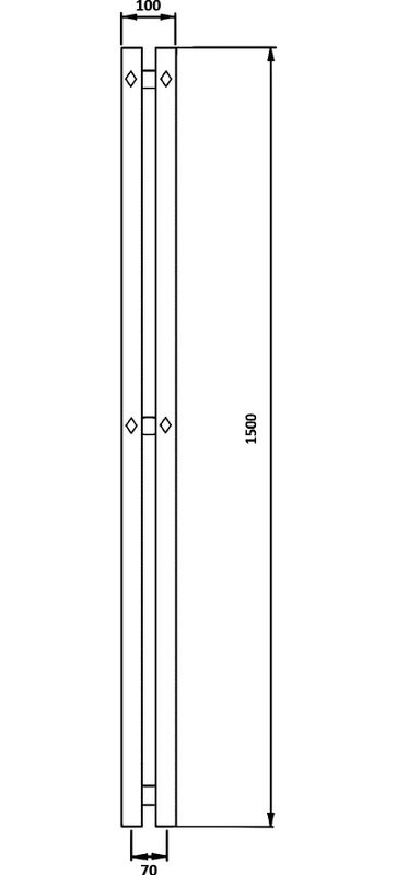 Полотенцесушитель водяной Secado Сандриго 2К 1500/70 150x10 см, матовый черный, I-образный