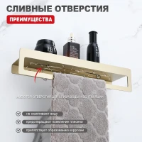 Полка с держателем полотенец Raglo R340.04.03, золотой сатин Полка с держателем полотенец Raglo R340.04.03, золотой сатин