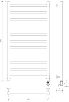 Полотенцесушитель электрический Secado Корсико 3 R 105x55 см, подключение справа, хром, лесенка