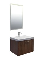 Тумба с раковиной Comforty Ангара 60П подвесная, темно-коричневый дуб