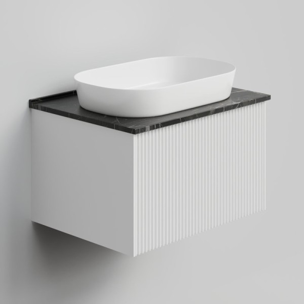 Тумба с раковиной La Fenice Terra 60 подвесная, bianca, столешница черный мрамор, раковина белая матовая