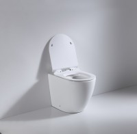 Унитаз приставной напольный beWash Aldo BKFSR001565 безободковый, с микролифтом, белый глянец