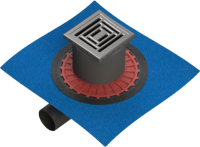 Душевой трап VitrA Square SC800 15х15, горизонтальный сифон, матовый хром