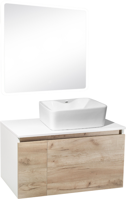 Мебель для ванной комнаты Runo Бари 80 крафтовый дуб, раковина Lavello 50