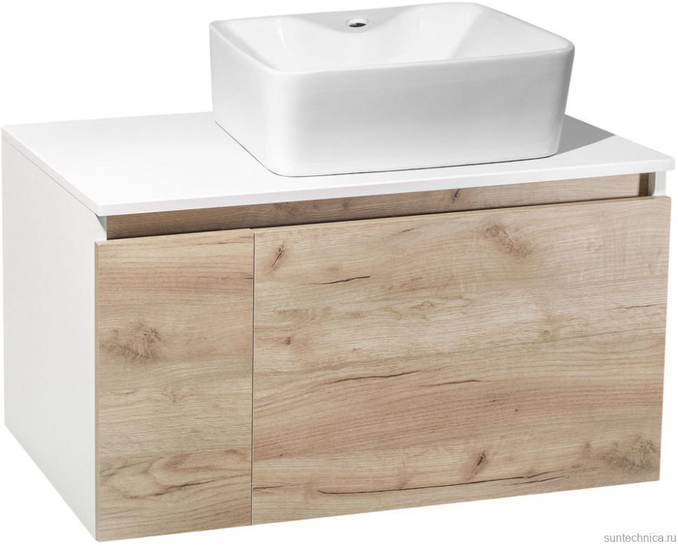 Мебель для ванной комнаты Runo Бари 80 крафтовый дуб, раковина Lavello 50