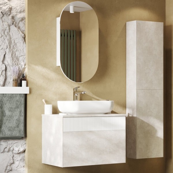 Мебель для ванной комнаты AQUATON Марбл 80 слэйт, белая матовая, раковина 1WH501710