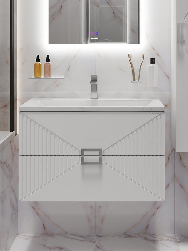 Тумба под раковину без столешницы Grossman Луксор 80 матовая белая