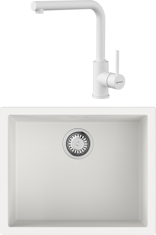 Комплект Мойка Omoikiri Yamakawa 55T-U/I-WH белая + Смеситель Nakagawa P-WH белый