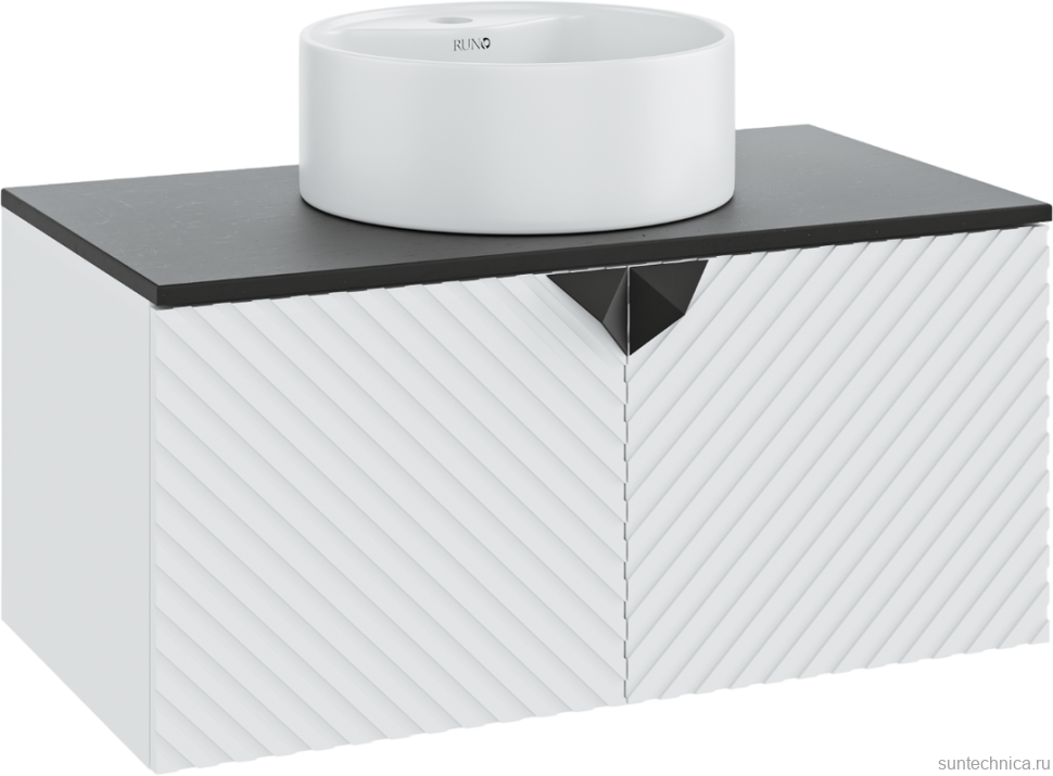 Тумба с раковиной Runo Андорра 85 белая матовая, черная, раковина Sole 40