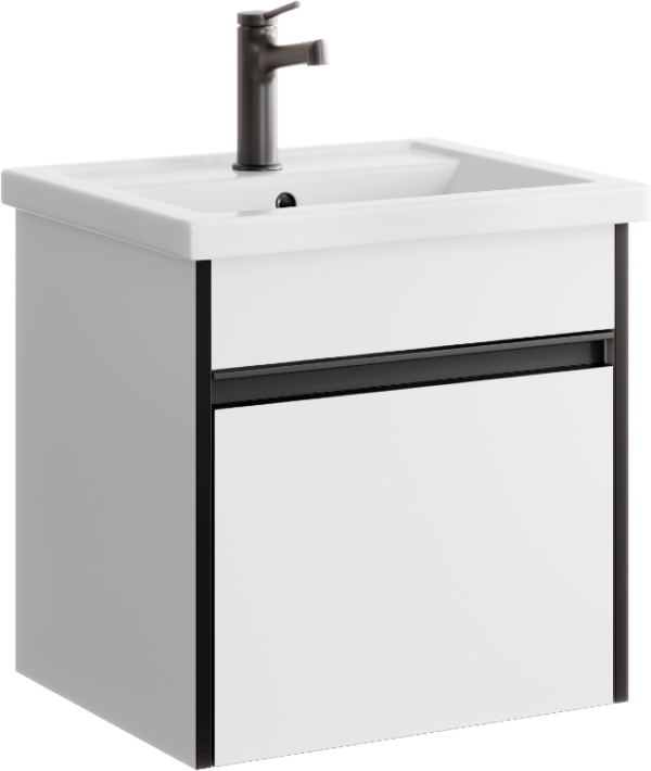 Тумба под раковину Aqwella Urban 50, подвесная, белая глянцевая