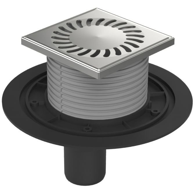 Душевой трап AZARIO DN50 12,2х12,2 см вертикальный слив, универсальный (AZ-384 A)