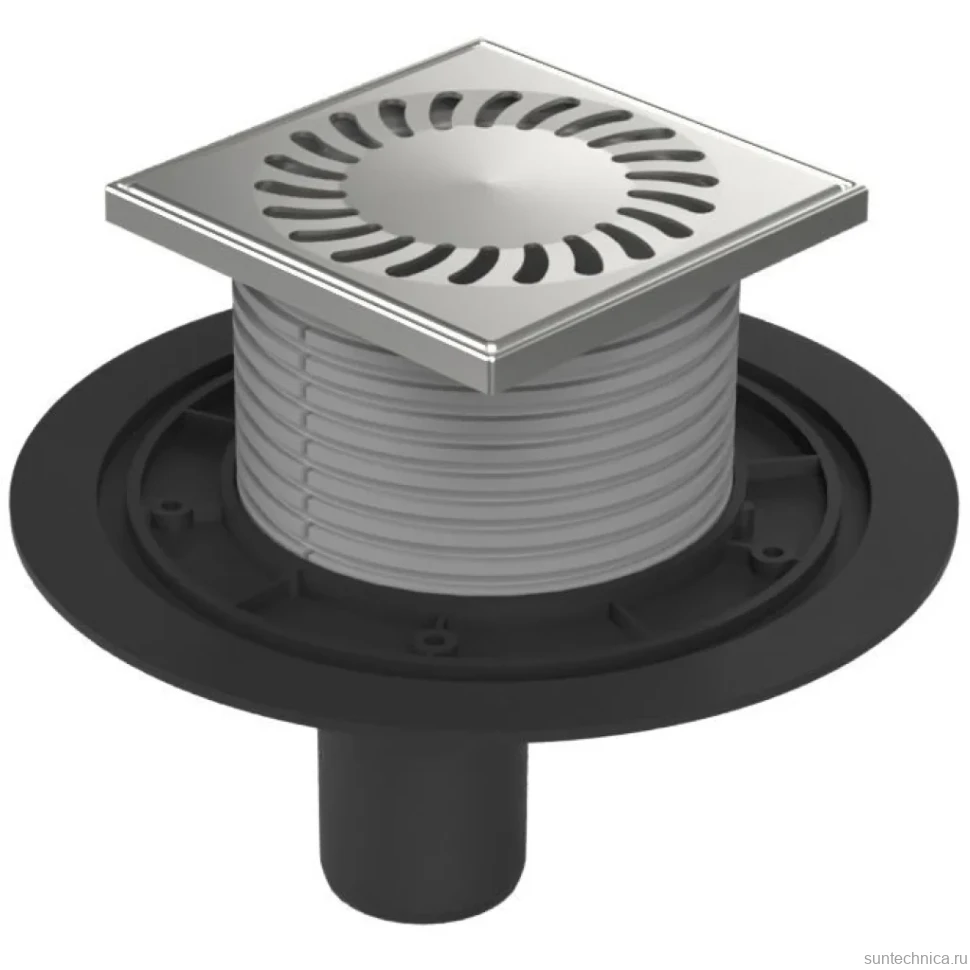 Душевой трап AZARIO DN50 12,2х12,2 см вертикальный слив, универсальный (AZ-384 A)