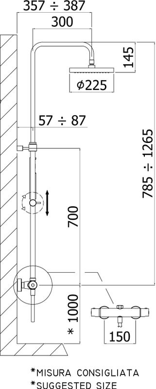 Душевая стойка Paffoni Mini Birillo ZCOL638LIQCR