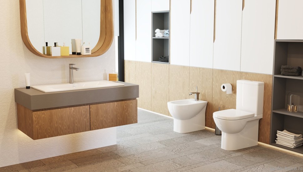 Унитаз-компакт напольный Sanita luxe Quadro Comfort с биде, с микролифтом, белый