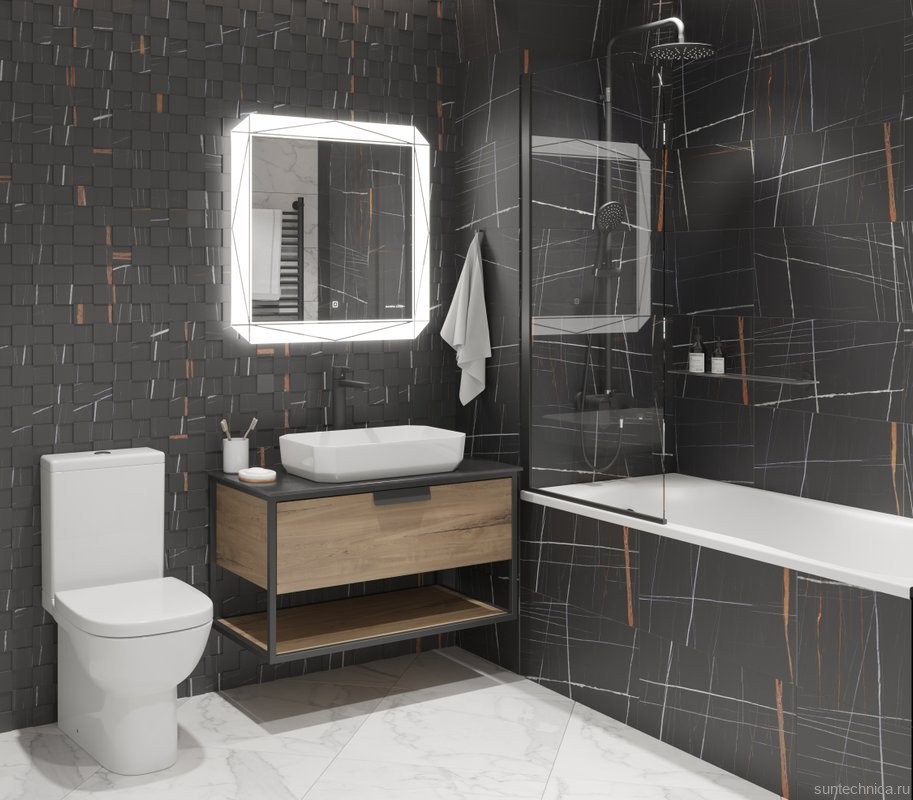 Унитаз-компакт напольный Sanita luxe Quadro Comfort с биде, с микролифтом, белый