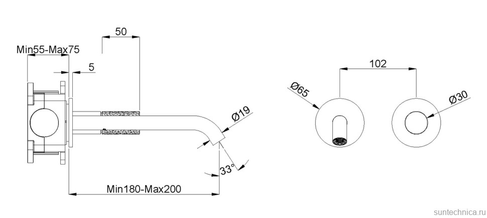Смеситель для раковины Vincea Аура VBFW-6AU1GM С ВНУТРЕННЕЙ ЧАСТЬЮ, вороненая сталь
