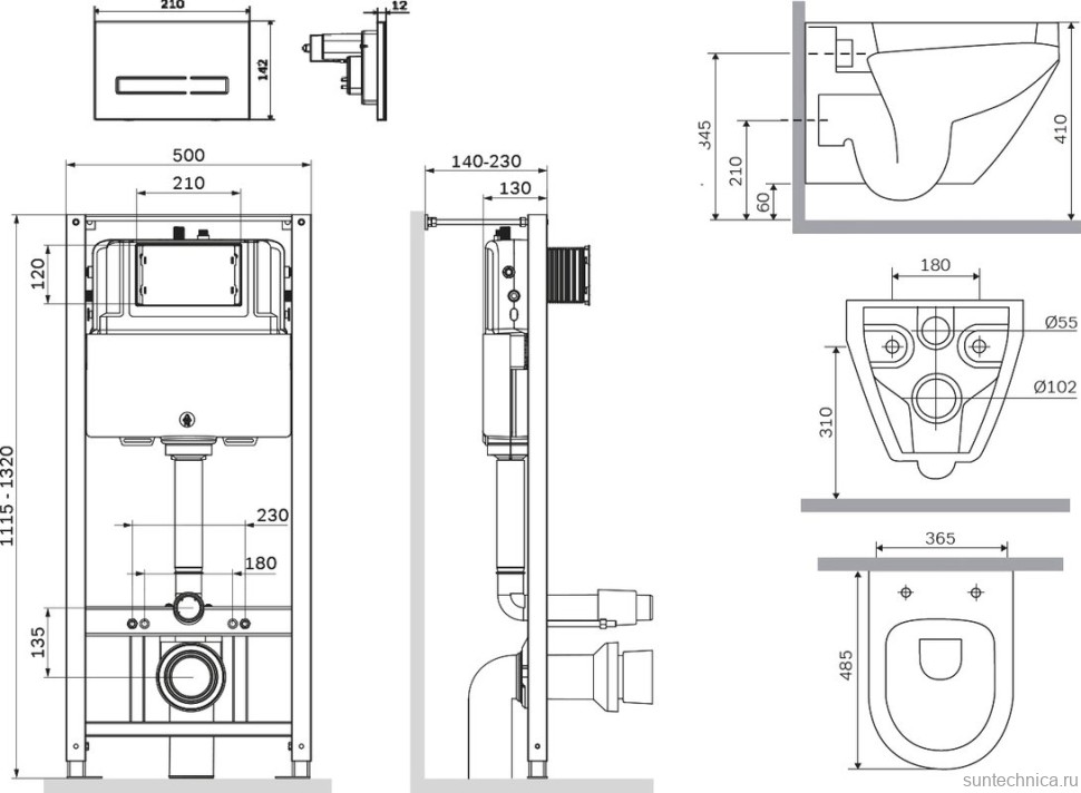 Комплект AM.PM Spirit V2.0 IS450A38.701700 с сиденьем микролифт, сенсорная кнопка
