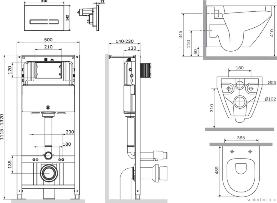 Комплект AM.PM Spirit V2.0 IS450A38.701700 с сиденьем микролифт, сенсорная кнопка