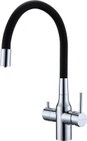 Смеситель для кухни Paulmark Salix 213419-CR хром, черный, с гибким изливом