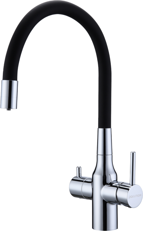 Смеситель для кухни Paulmark Salix 213419-CR хром, черный, с гибким изливом
