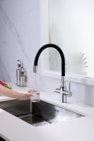 Смеситель для кухни Paulmark Salix 213419-CR хром, черный, с гибким изливом