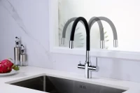 Смеситель для кухни Paulmark Salix 213419-CR хром, черный, с гибким изливом