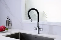 Смеситель для кухни Paulmark Salix 213419-CR хром, черный, с гибким изливом