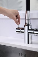 Смеситель для кухни Paulmark Salix 213419-CR хром, черный, с гибким изливом