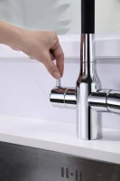 Смеситель для кухни Paulmark Salix 213419-CR хром, черный, с гибким изливом