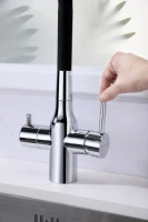 Смеситель для кухни Paulmark Salix 213419-CR хром, черный, с гибким изливом